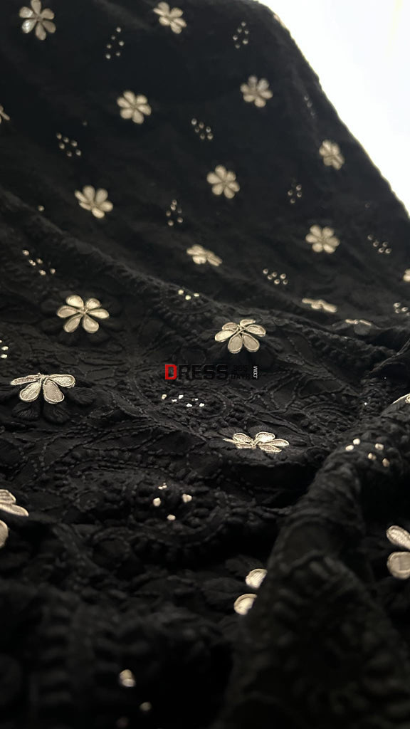 Black Chikankari & Fine Gota Patti Work Suit(Kurta Dupatta) Suits