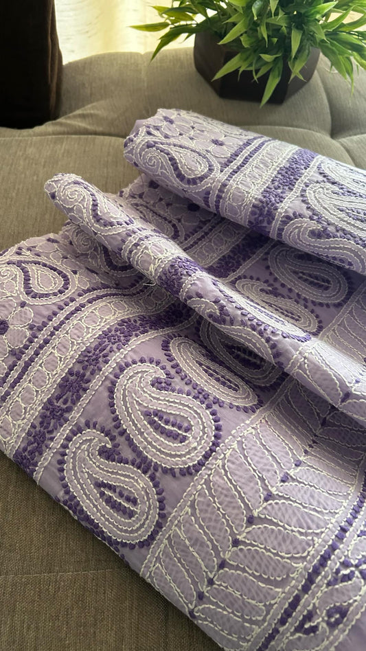 Lavender Cotton Chikankari Kurti Fabric (Kurti Fabric)