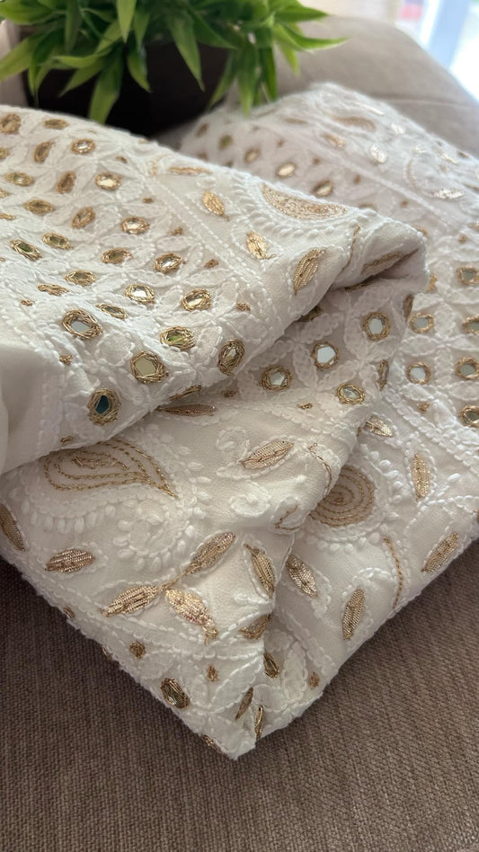 Ivory Mirror & Gota Patti Chikankari Suit (Kurta & Dupatta)