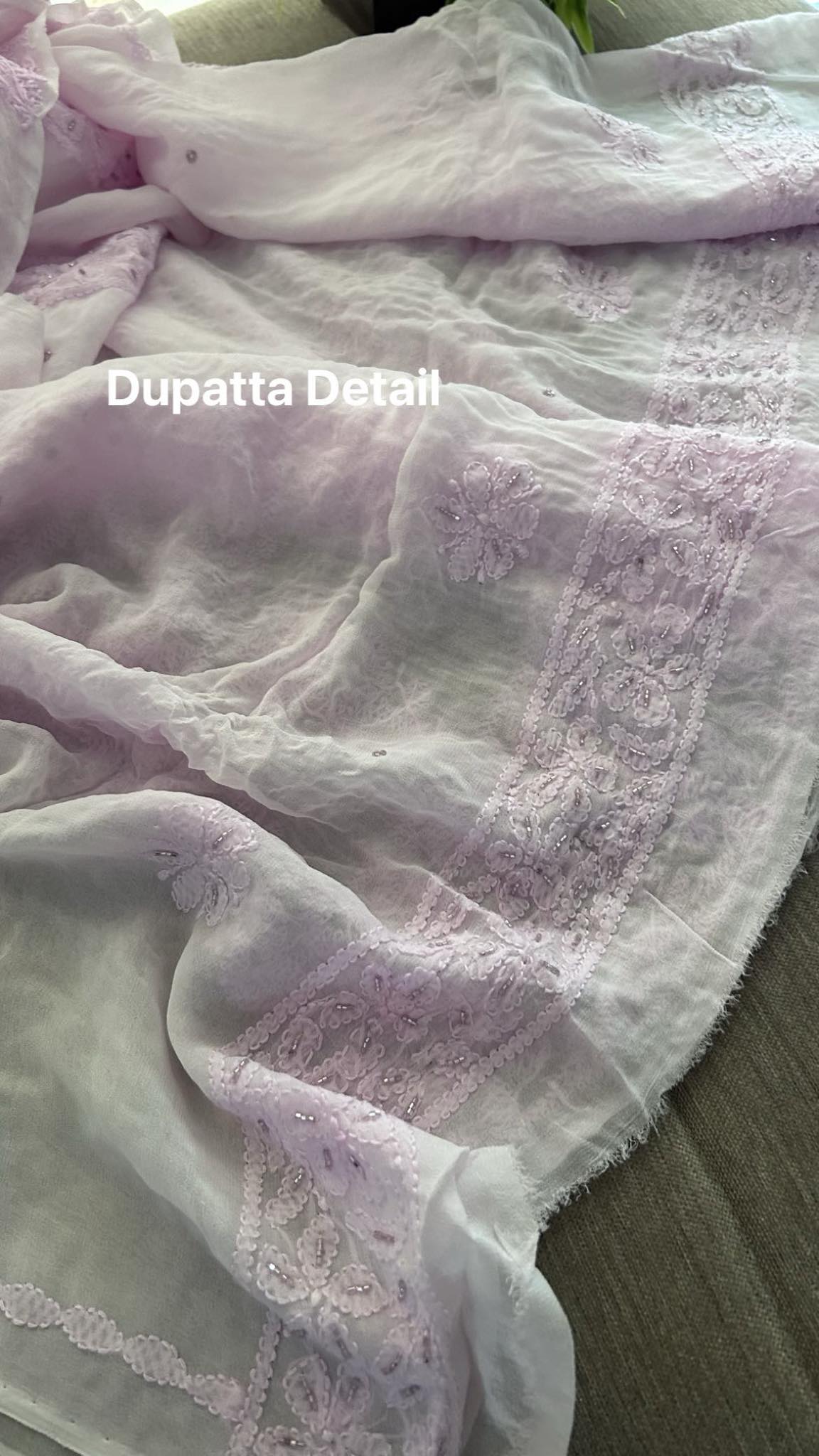 Powder Pink Party Wear Cut Dana Chikankari Kurta Dupatta Set