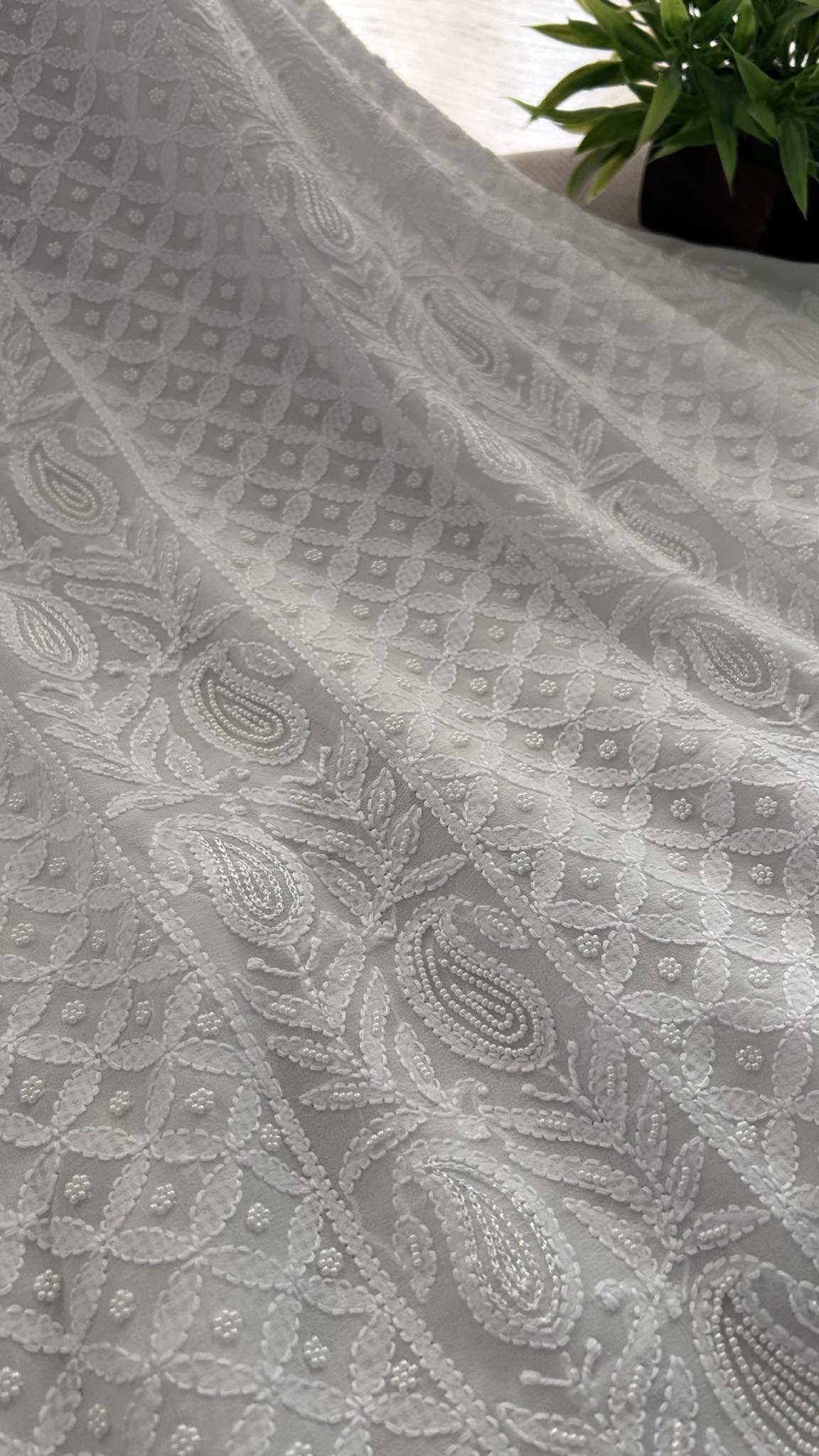 White Pearl Chikankari Suit (Kurta & Dupatta)