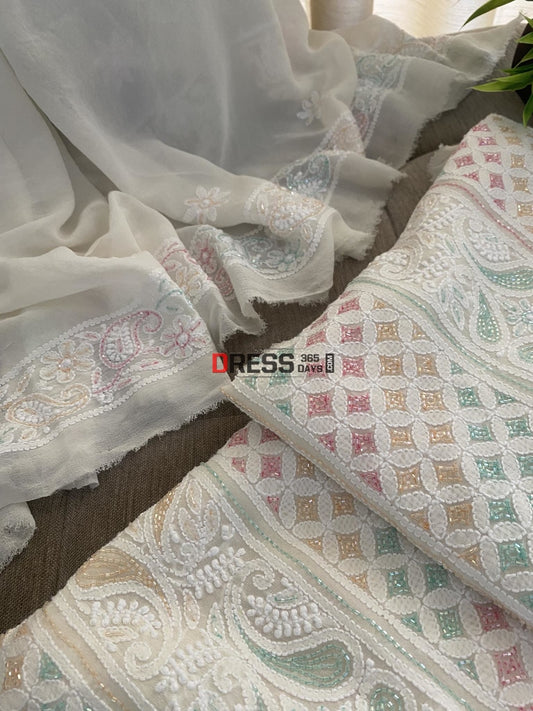 Cut Dana Work Chikankari Suit Suits