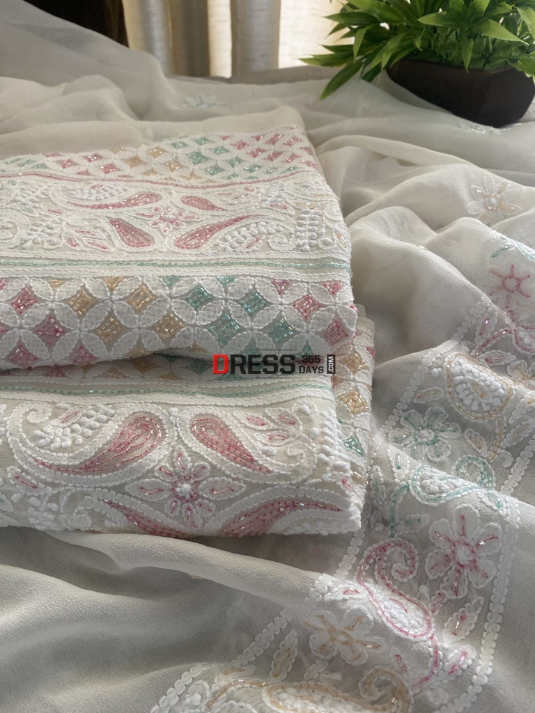 Cut Dana Work Chikankari Suit Suits