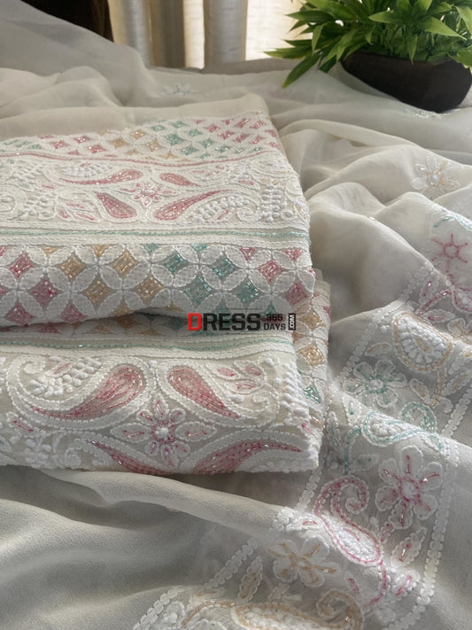 Cut Dana Work Chikankari Suit Suits