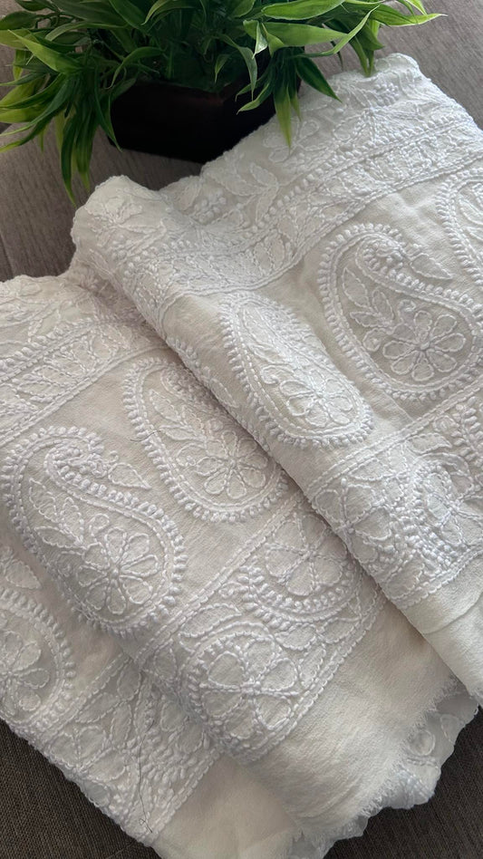 Ivory White Lucknowi Chikankari Dupatta