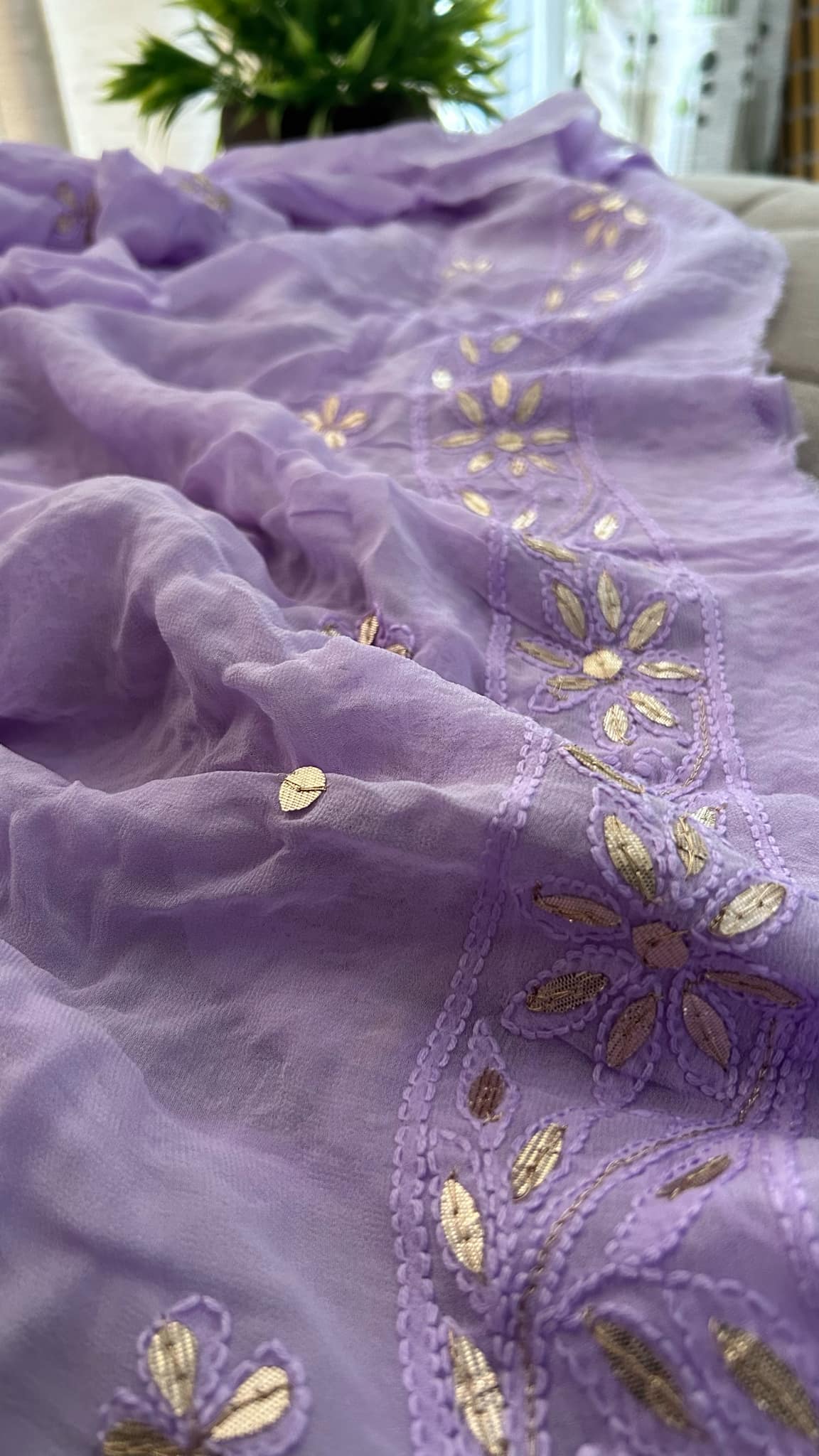 Lavender Gota Patti Chikankari Suit (Kurta & Dupatta)