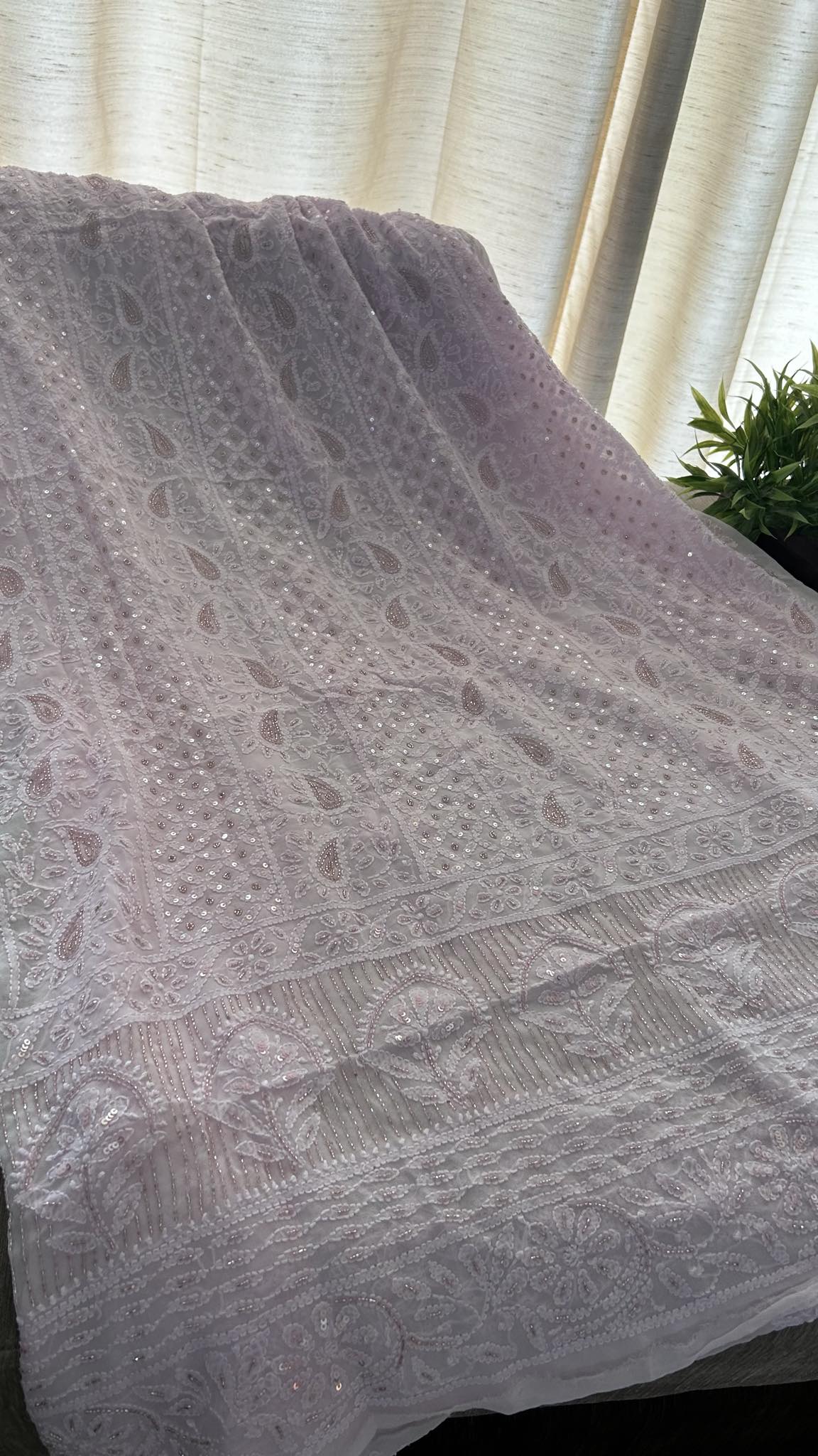 Powder Pink Party Wear Cut Dana Chikankari Kurta Dupatta Set