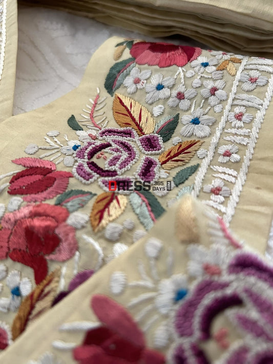 Exclusive Parsi Gara Hand Embroidered Border- Pure Cotton