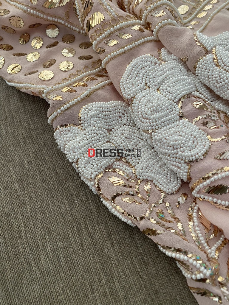 Exclusive Pastel Pink Kamdani & Pearl Suit Chikankari Suits