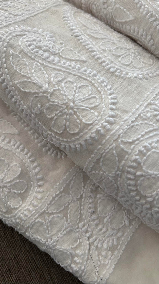 Ivory White Lucknowi Chikankari Dupatta