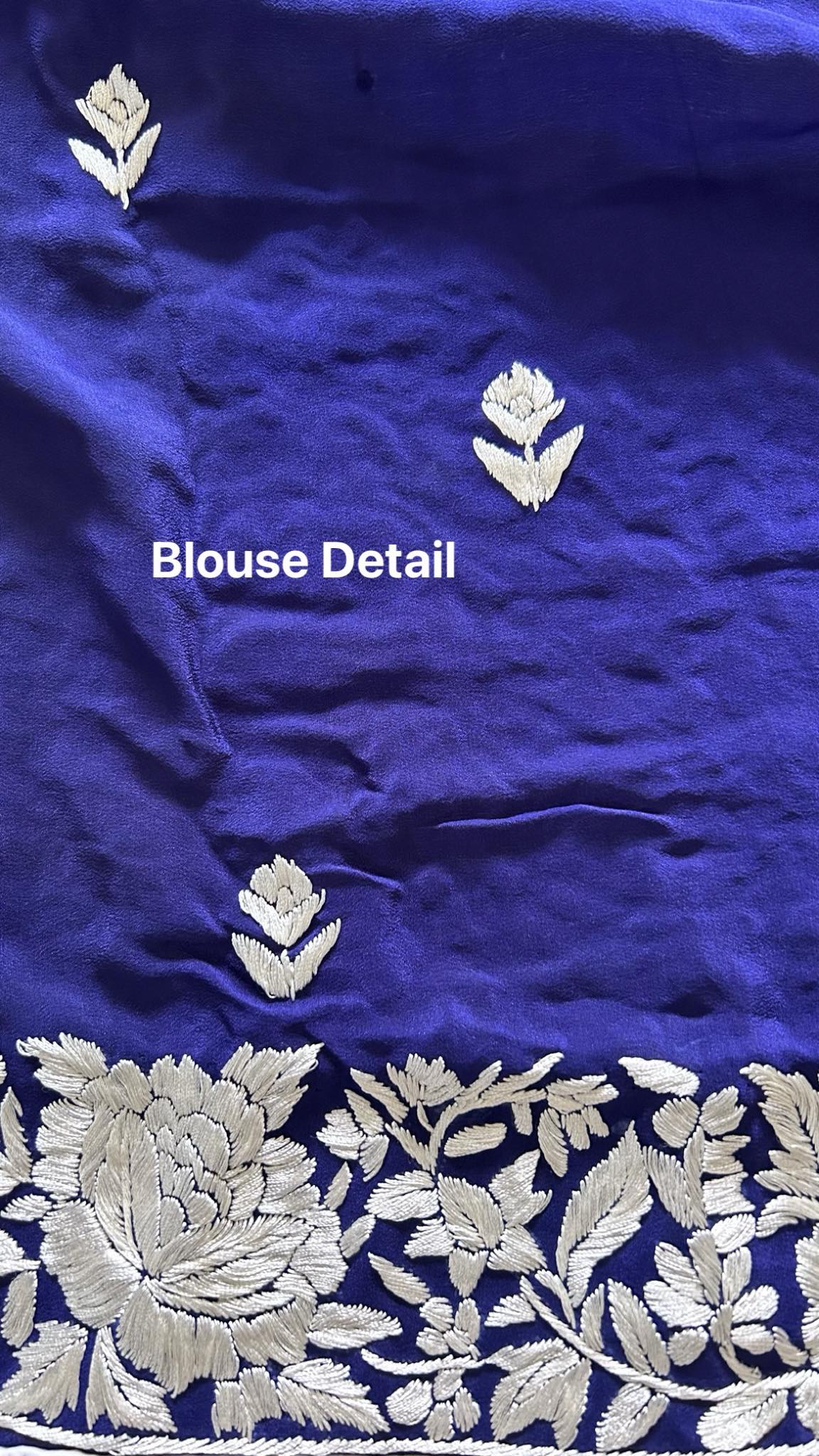 Designer Navy & Ivory Parsi Gara Saree