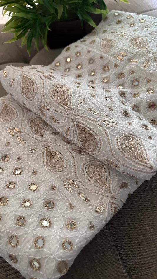 White Mirror & Gota Patti Chikankari Suit