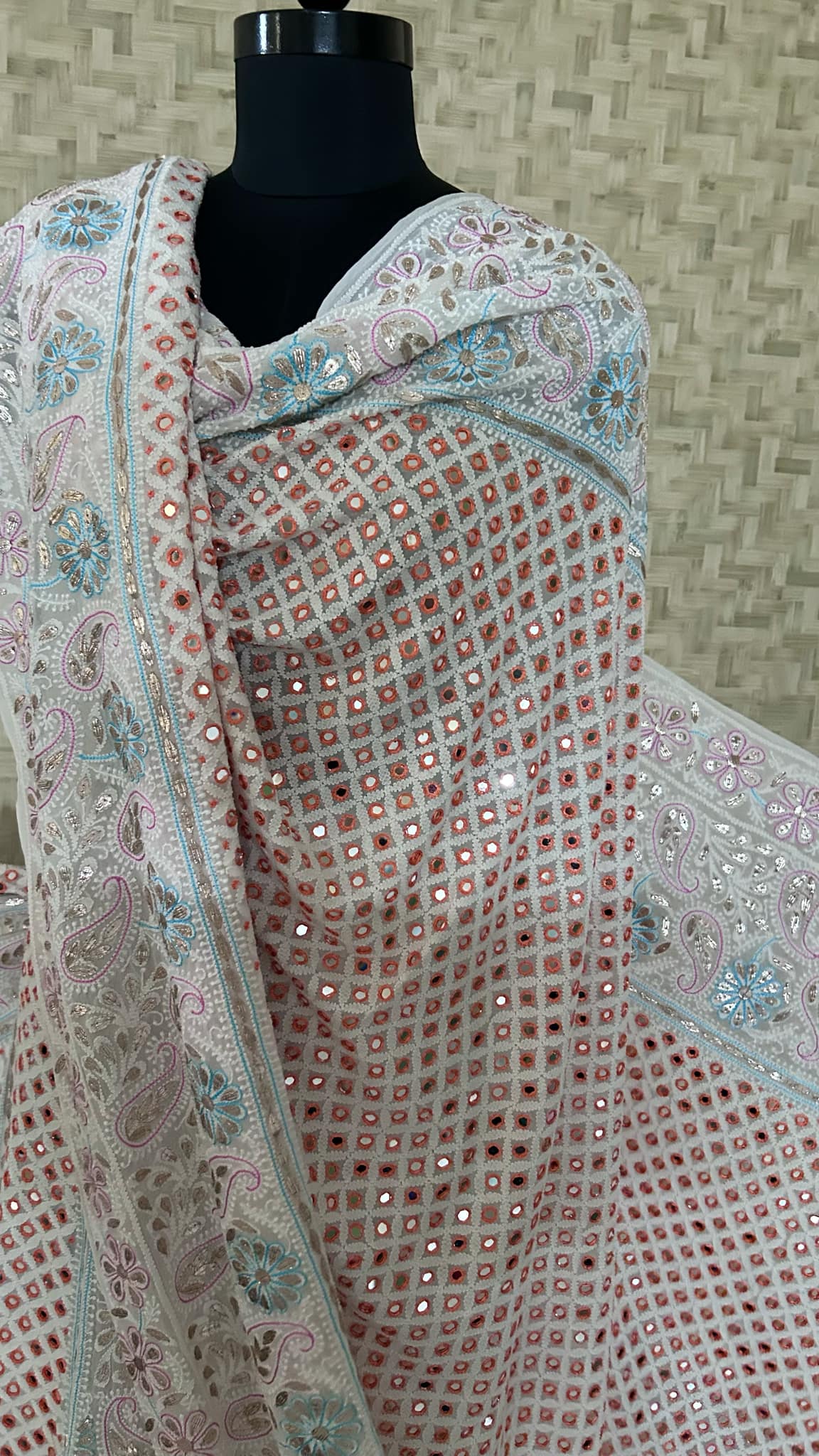 Multicolour Chikankari  Mirror & Gota Patti Lehenga Set