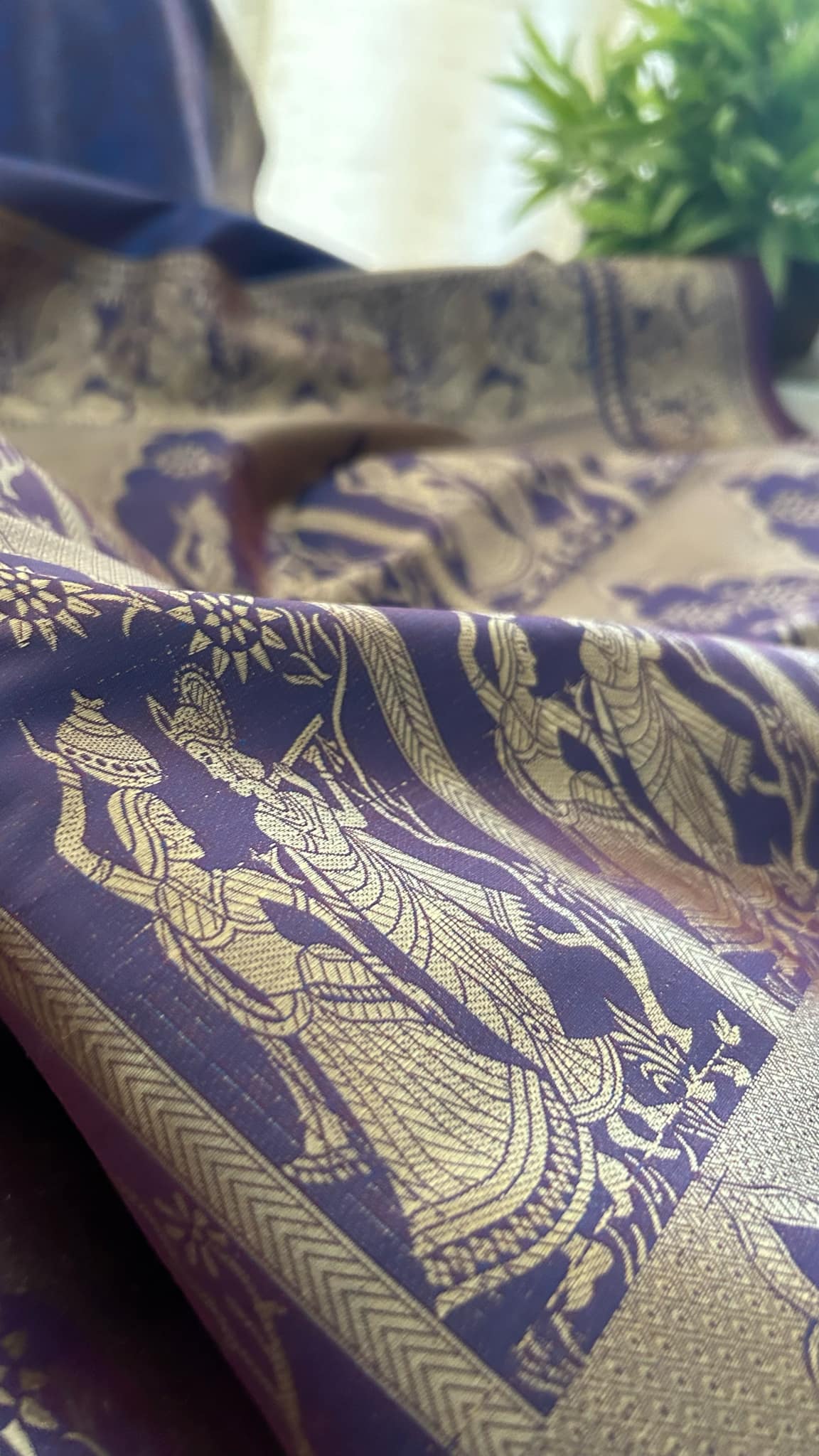 Royal Blue Mysore Art Silk Saree - Radha Krishna Collection