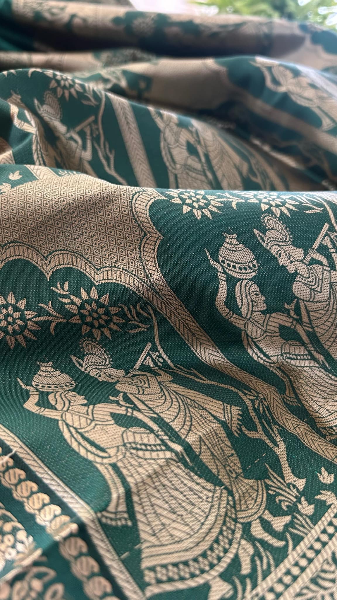 Emerald Green Mysore Art Silk Saree - Radha Krishna Collection