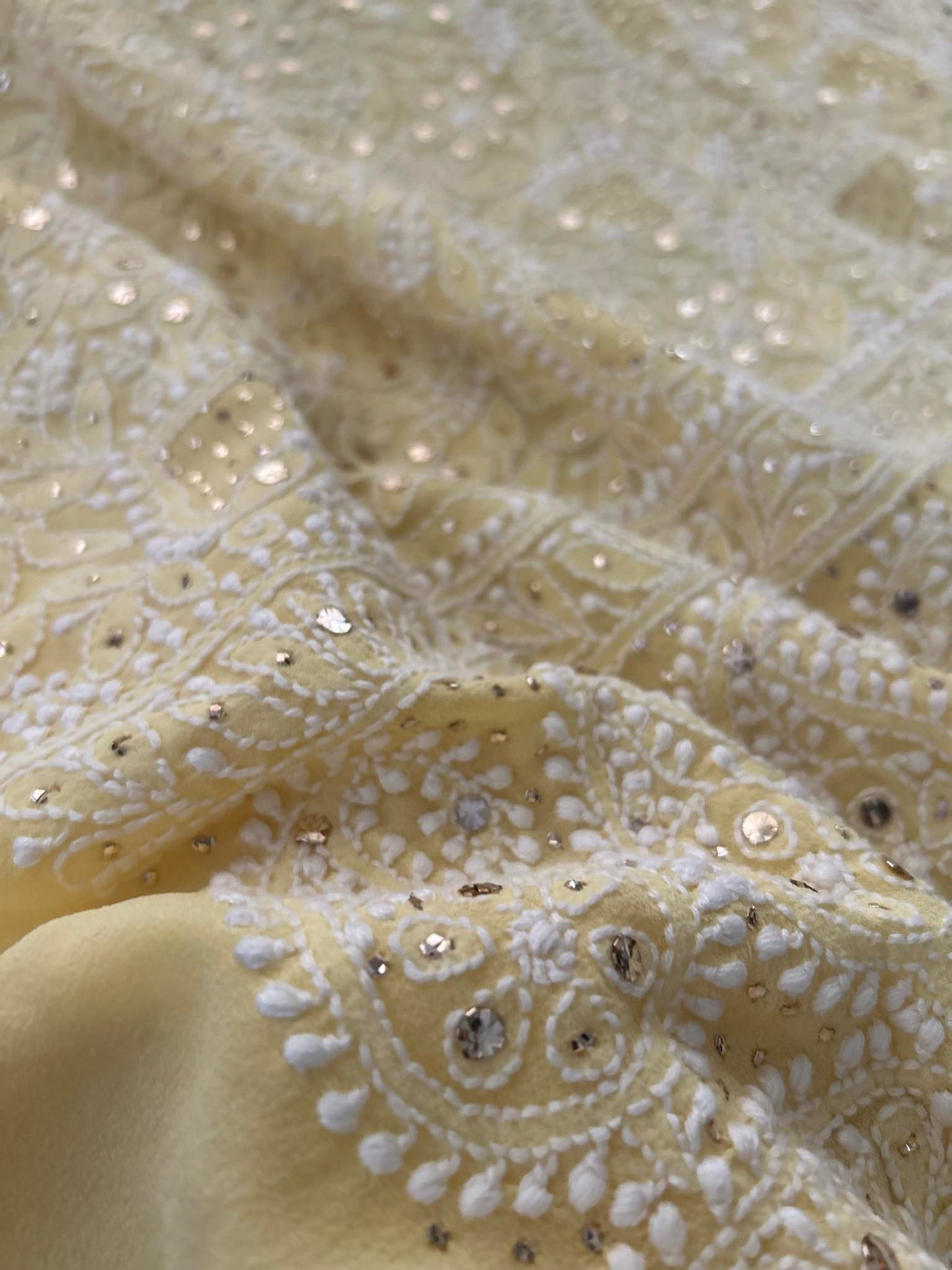 Yellow Lucknowi Chikankari Mukaish Suit (Kurta Dupatta)