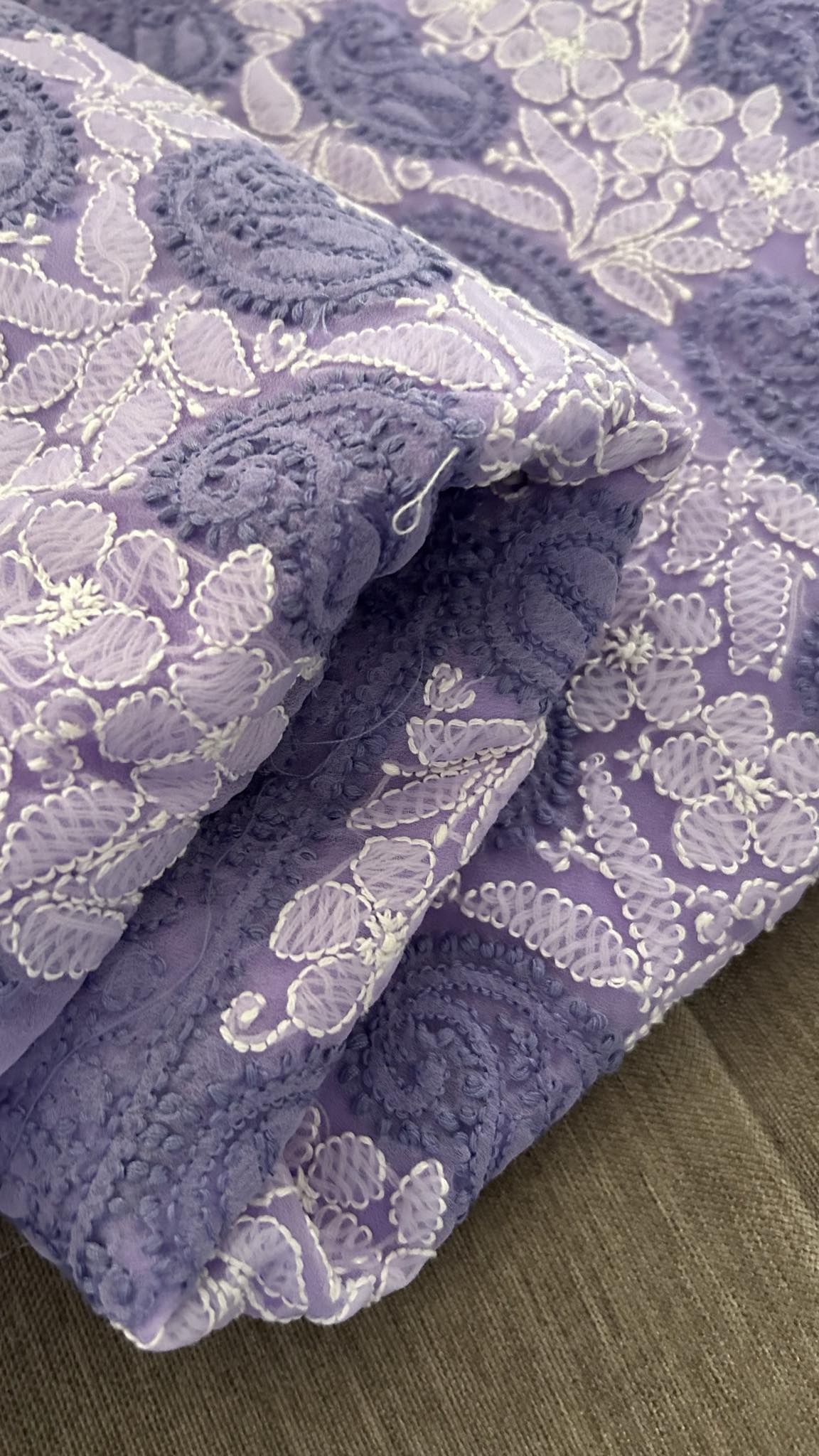 Lavender Chikankari Georgette Three Piece Suit