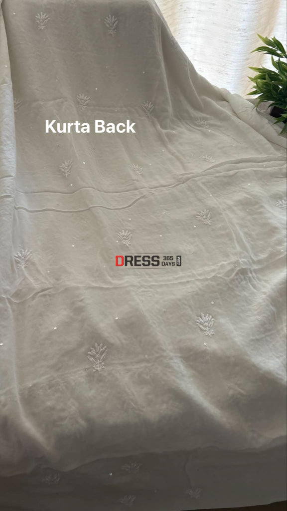 Fine Chikankari Cut Dana Sequins & Pearl Chikankari Suit (Kurta Dupatta) Chikankari Suits