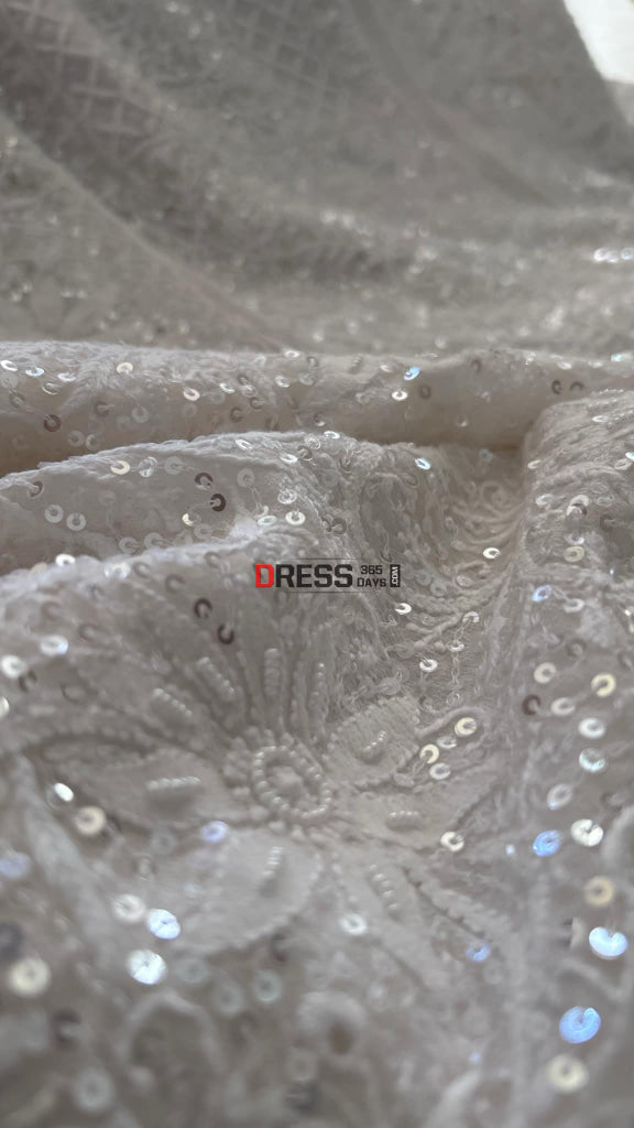 Fine Chikankari Cut Dana Sequins & Pearl Chikankari Suit (Kurta Dupatta) Chikankari Suits