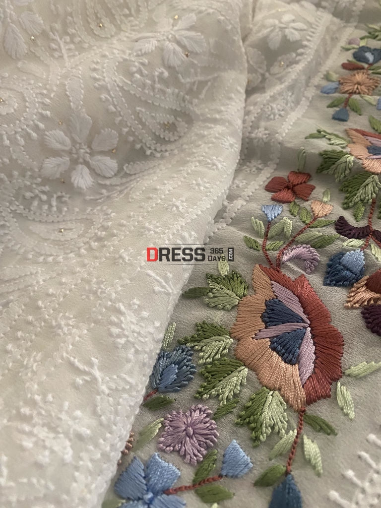 Ivory Chikankari Parsi Gara Daman Suit – Dress365days