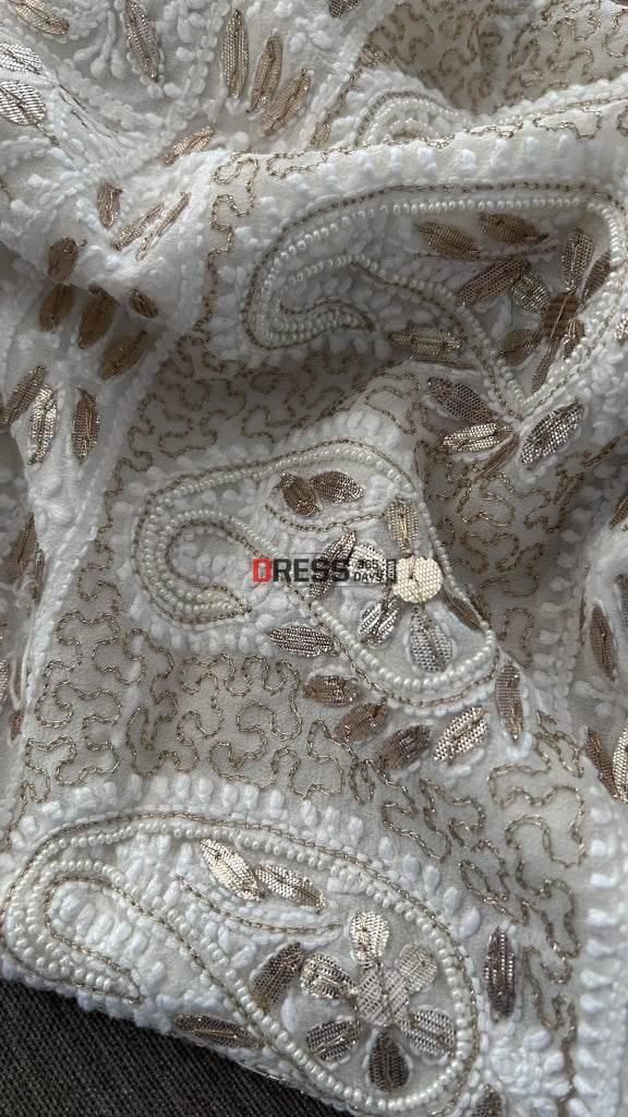 Ivory Gota Patti & Pearl Chikankari Suit (Kurta Dupatta) Suits