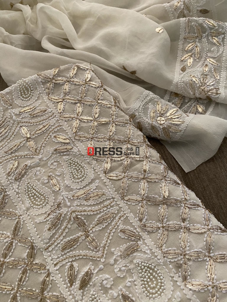 Ivory Gota Patti & Pearl Chikankari Suit Suits