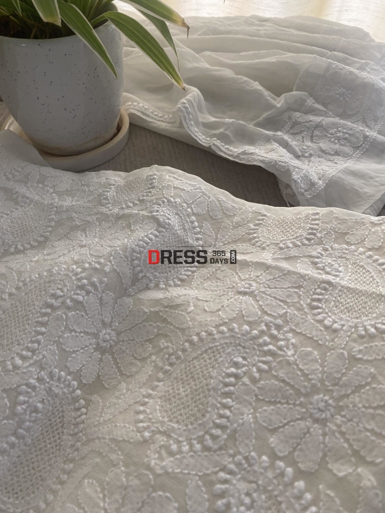 Ivory Hand Jaali Lucknowi Chikankari Suit Suits