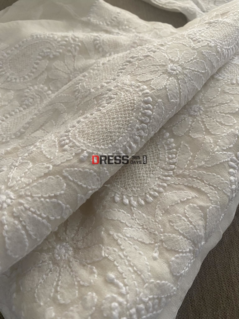 Ivory Hand Jaali Lucknowi Chikankari Suit Suits