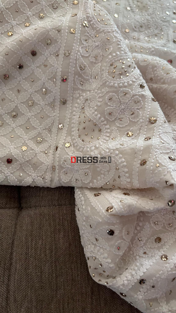 Ivory Kamdani Chikankari Suit (Kurta & Dupatta) Suits