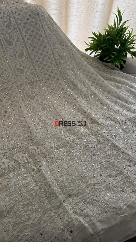 Ivory Kamdani Chikankari Suit (Kurta & Dupatta) Suits