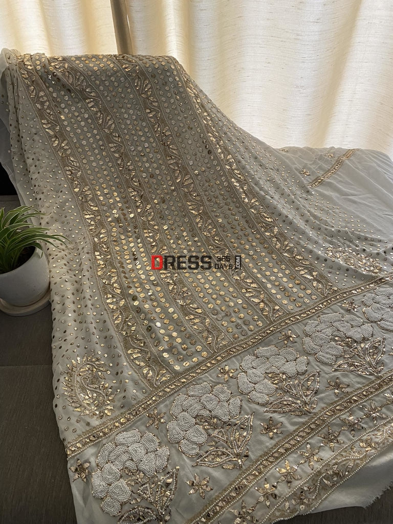 Ivory Kamdani & Pearl Suit Chikankari Suits