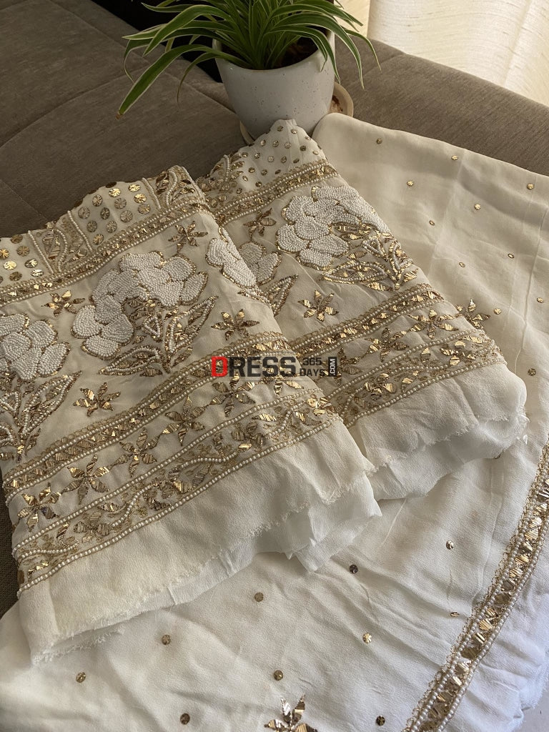 Ivory Kamdani & Pearl Suit Chikankari Suits