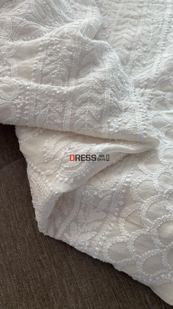 Ivory Lucknowi Chikankari Saree