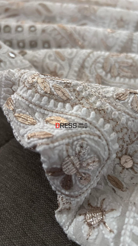 Ivory Mirror Lucknowi Chikankari Lehenga Set