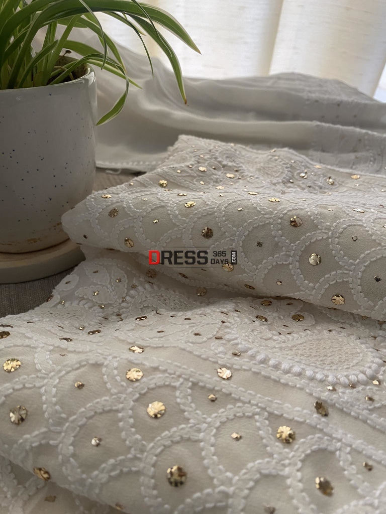 Ivory Mukaish Chikankari & Hand Jaali Suit Suits