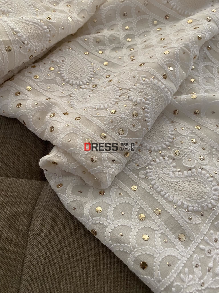 Ivory Mukaish Chikankari & Hand Jaali Suit Suits