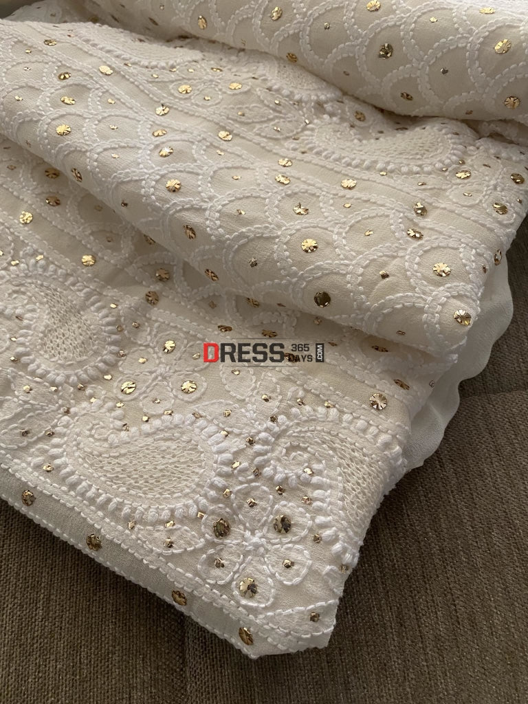 Ivory Mukaish Chikankari & Hand Jaali Suit Suits