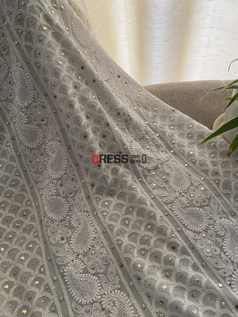 Ivory Mukaish Chikankari & Hand Jaali Suit Suits