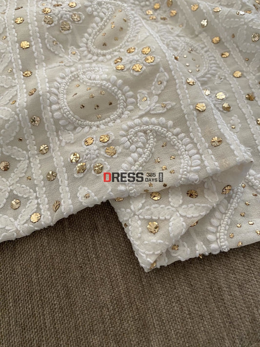 Ivory Mukaish & Pearl Chikankari Suit Suits