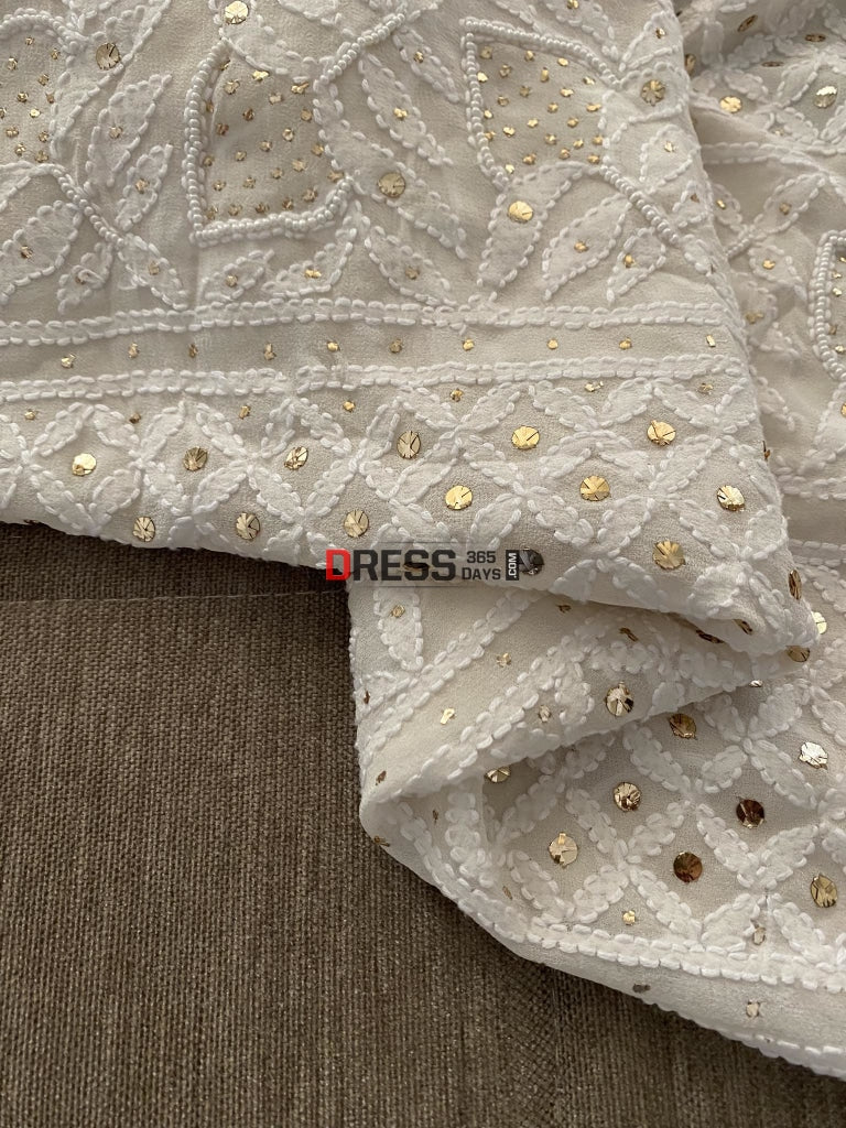 Ivory Mukaish & Pearl Chikankari Suit Suits