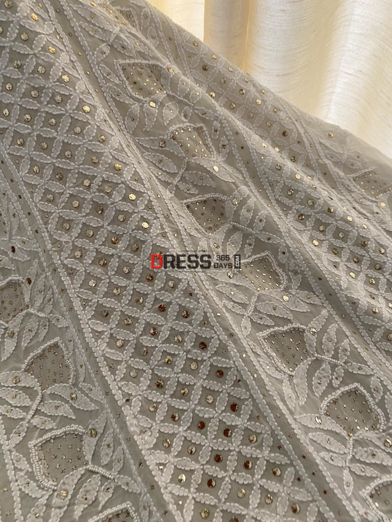 Ivory Mukaish & Pearl Chikankari Suit Suits