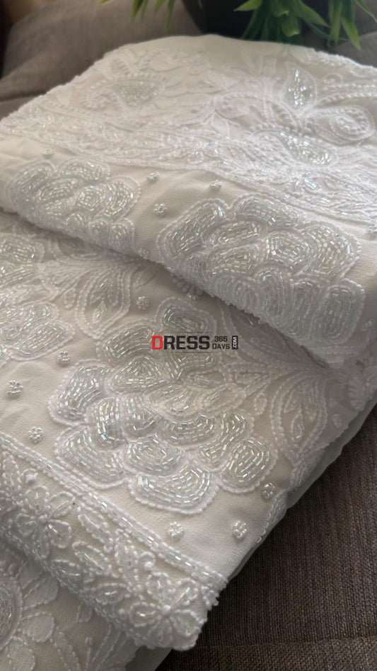 Ivory Pearl & Cut Dana Chikankari Suit (Kurta Dupatta) Suits