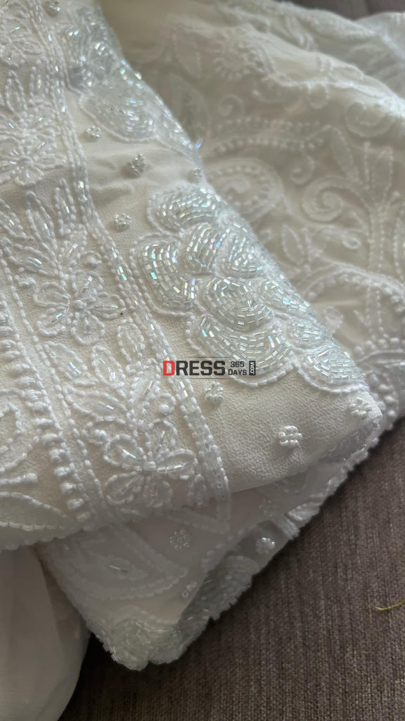 Ivory Pearl & Cut Dana Chikankari Suit (Kurta Dupatta) Suits