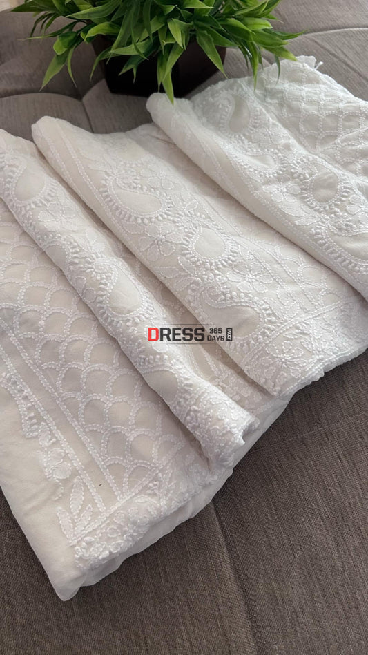 Ivory White Chikankari Suit (Kurta & Dupatta) Suits