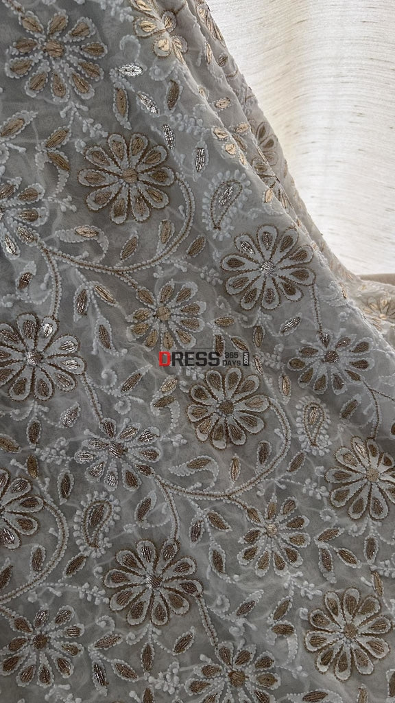 Ivory White Gota Patti Chikankari Dupatta