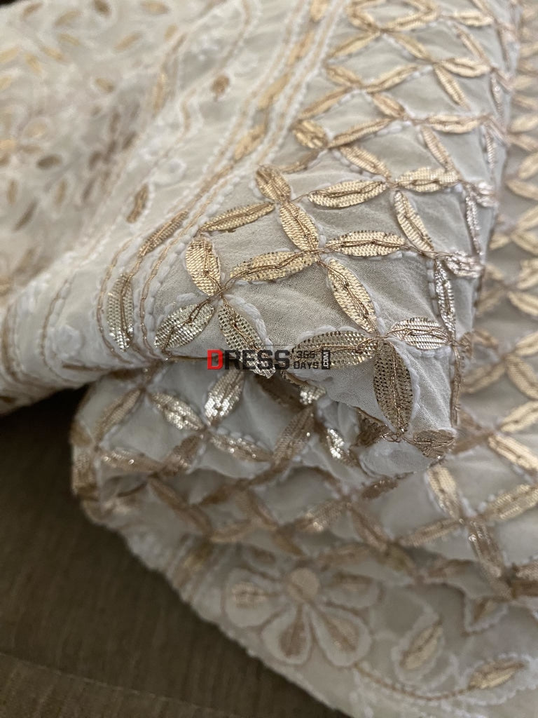 Ivory White Gota Patti Chikankari Lehenga Set