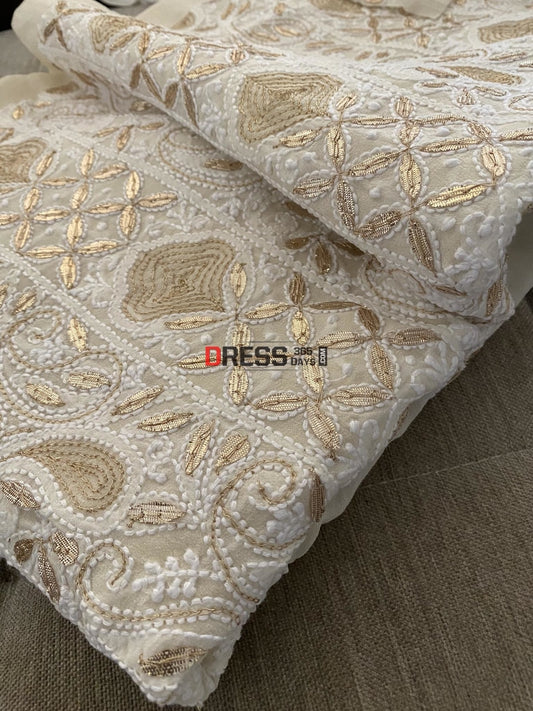 Ivory White Gota Patti Lucknowi Chikankari Suit Suits