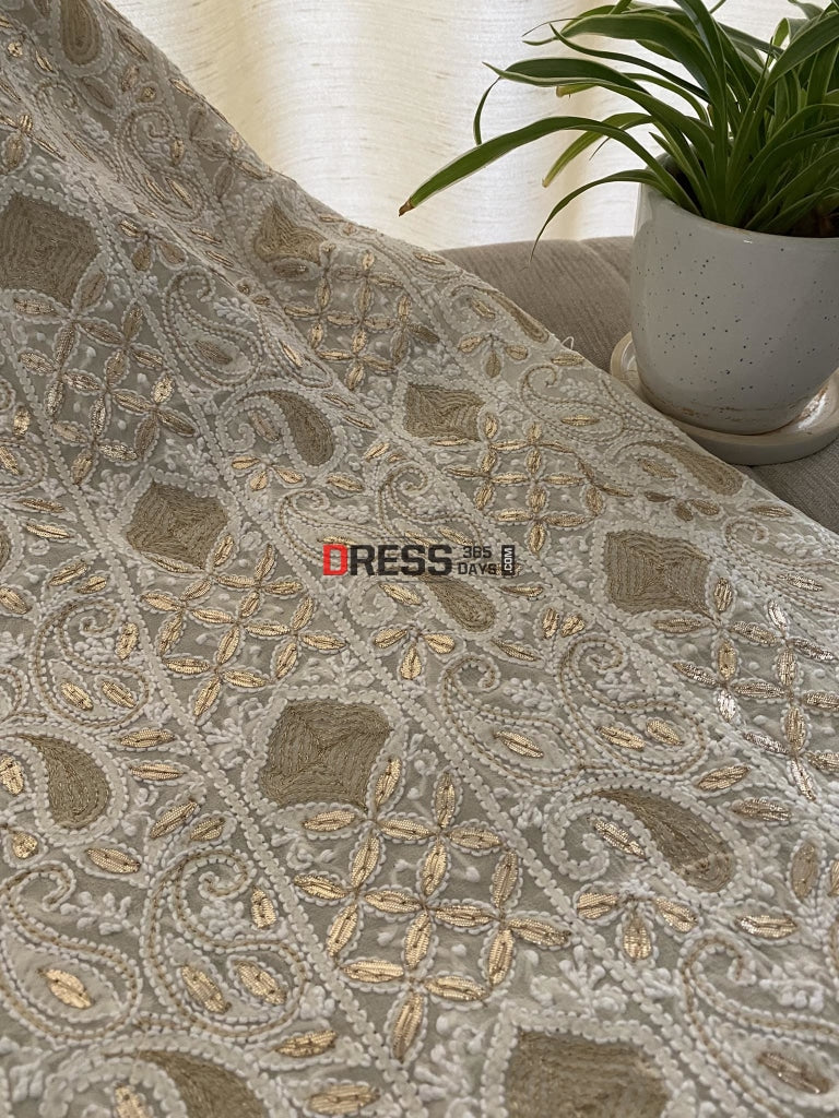 Ivory White Gota Patti Lucknowi Chikankari Suit Suits