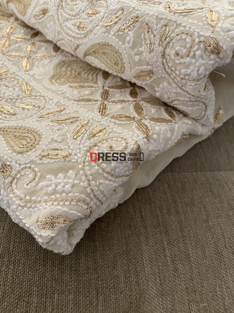 Ivory White Gota Patti Lucknowi Chikankari Suit Suits