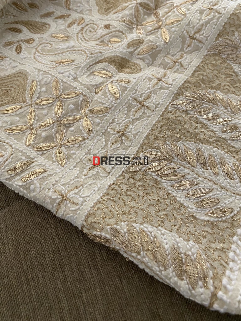 Ivory White Gota Patti Lucknowi Chikankari Suit Suits